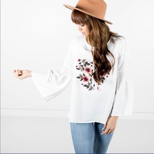 Shop Stevie Floral embroidered blouse